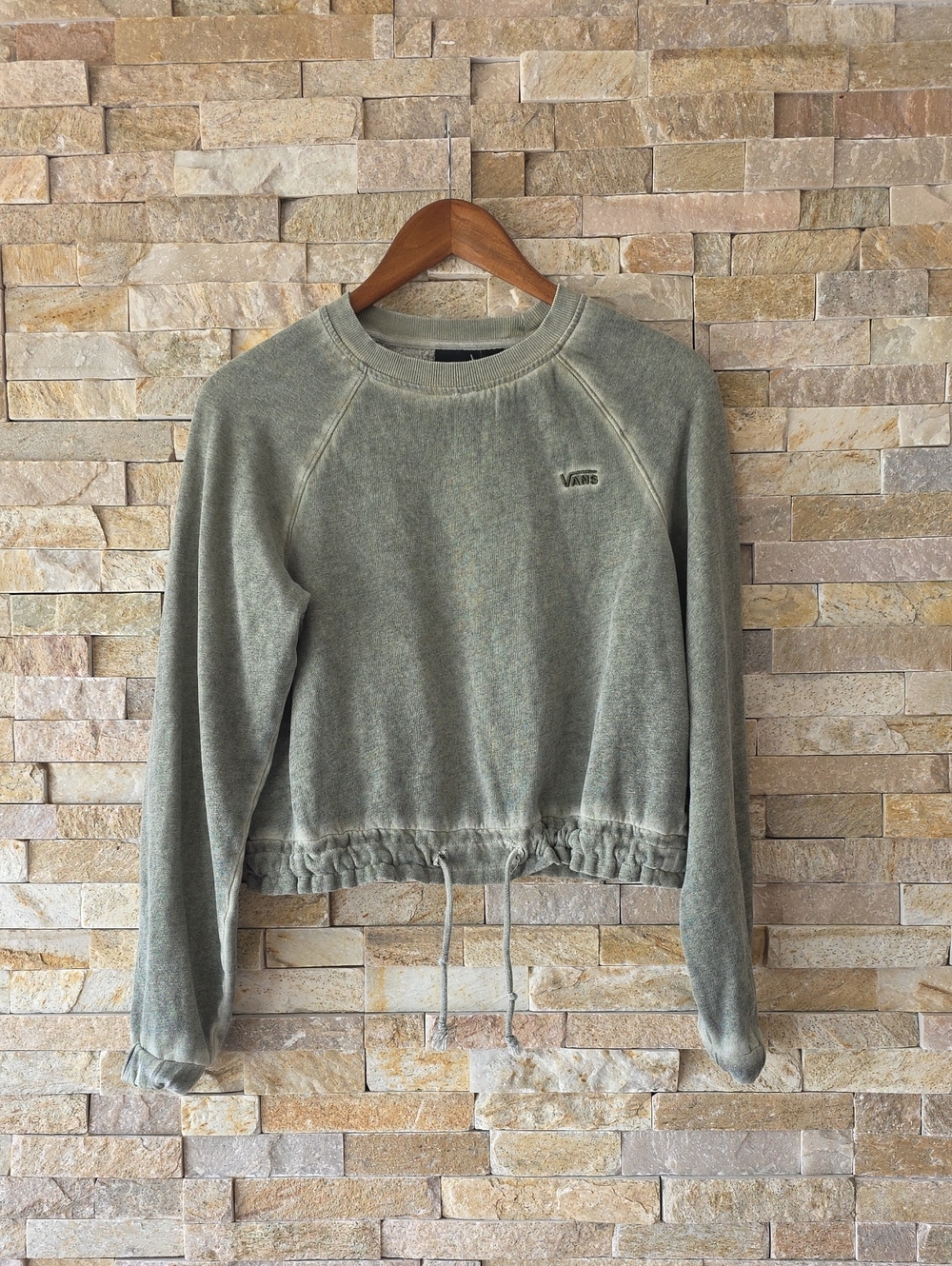 Vans Women's Sage Green Cropped Crew Sweatshirt
